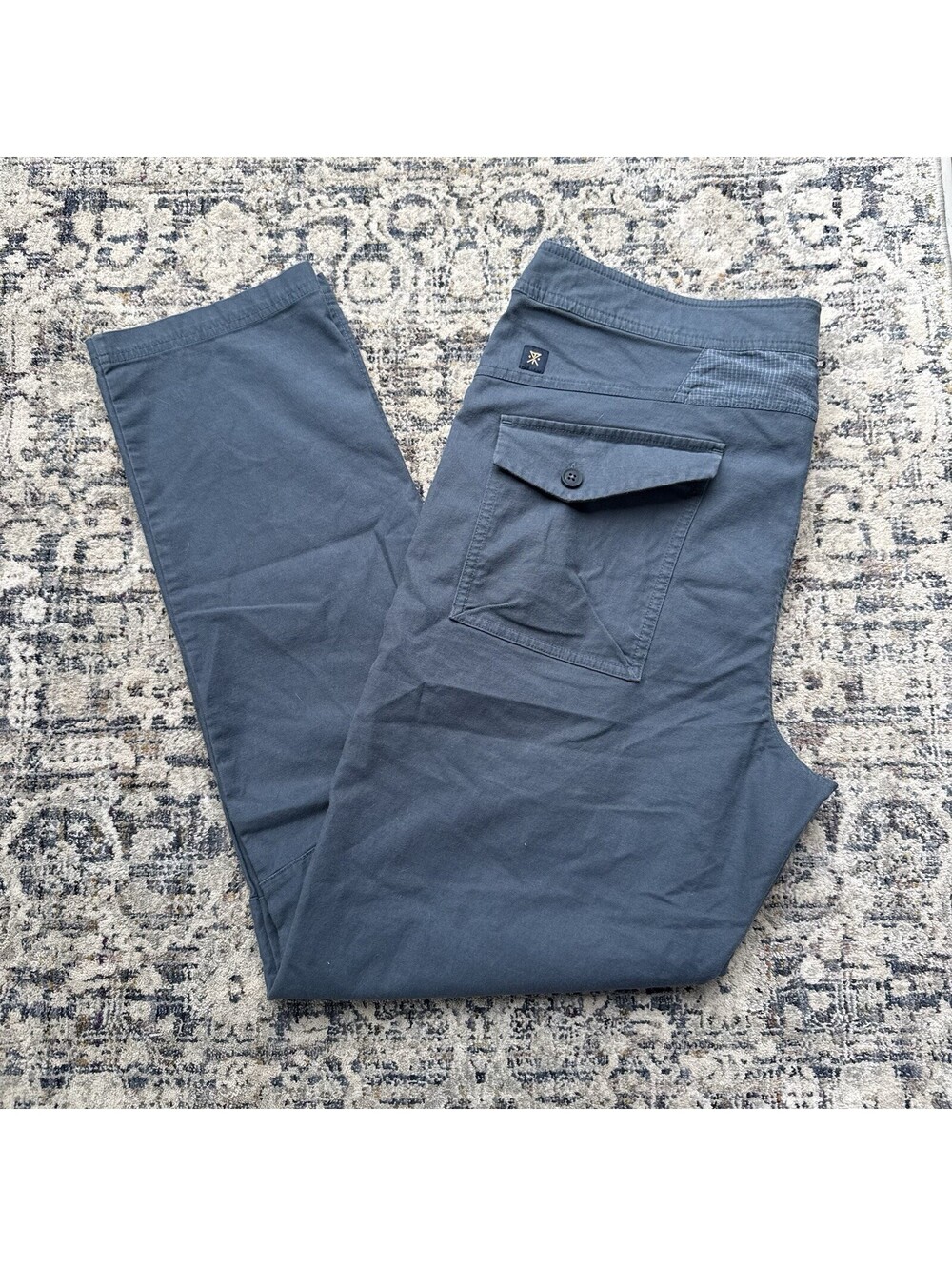 Roark Layover Traveler Pants Mens 34 Blue Stretch Tapered Drawstring Utility